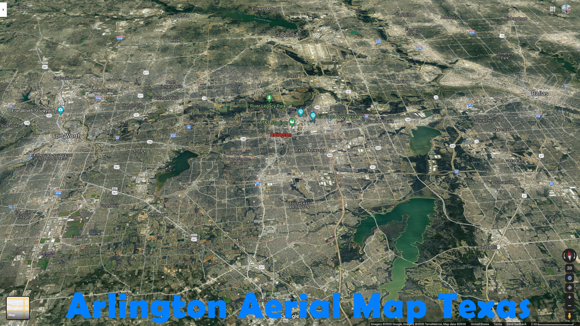 Arlington Aerien Carte Texas